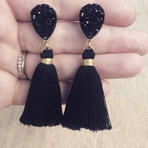 Faux druzy tassel earrings